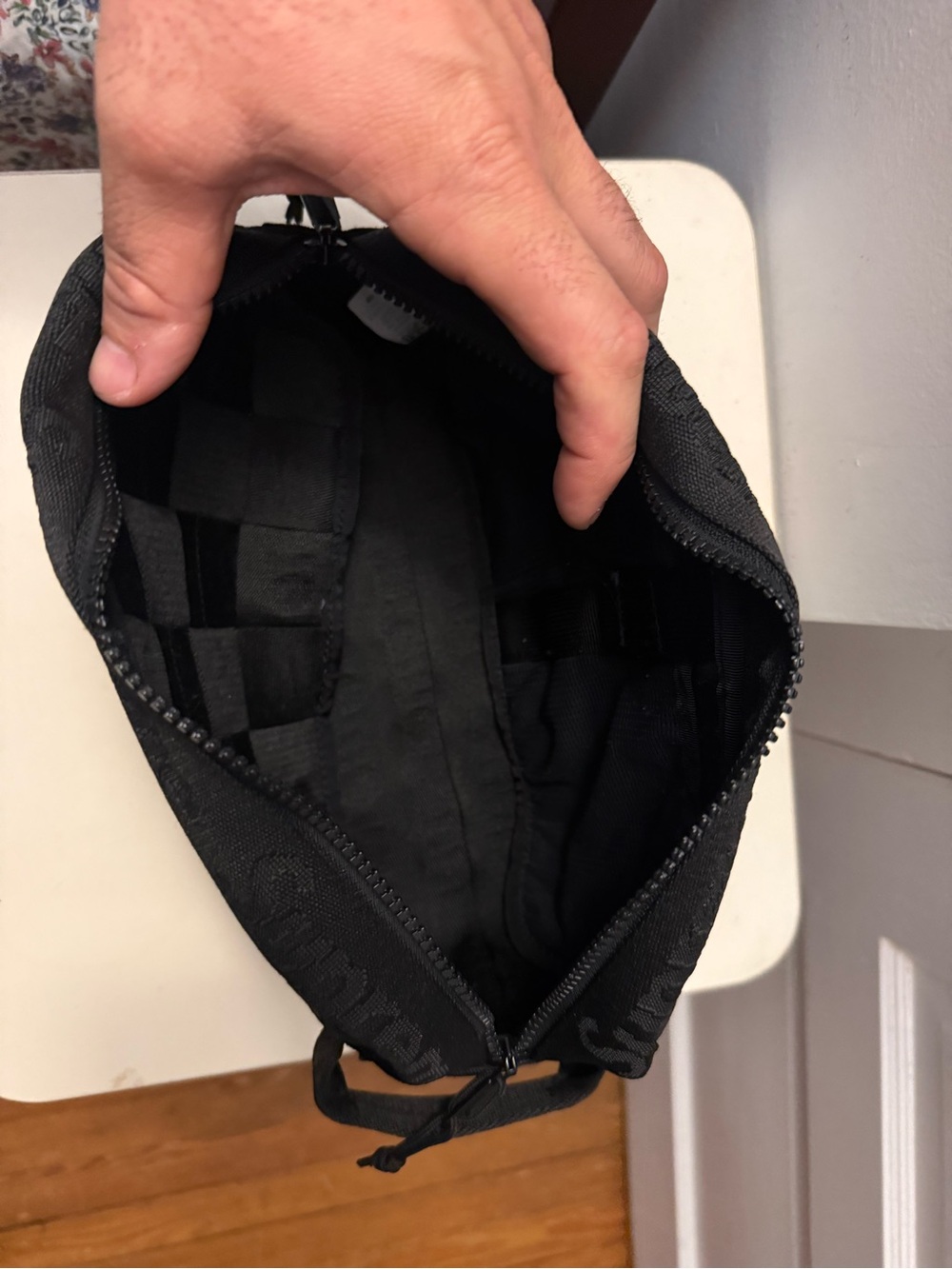 Supreme Black Checker Jacquard toiletries Bag - Picture 2 of 2